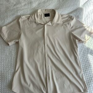 Men's Short-Sleeve Button-Up Shirt — baby pink/cream